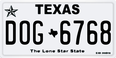 TX license plate DOG6768