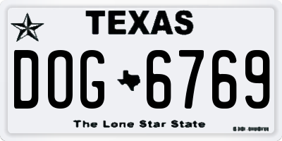 TX license plate DOG6769