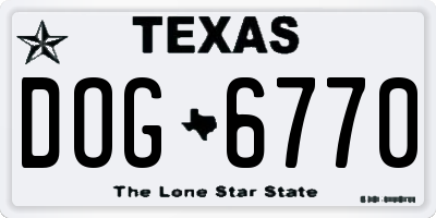 TX license plate DOG6770