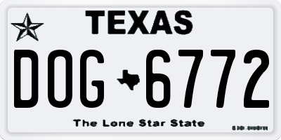 TX license plate DOG6772