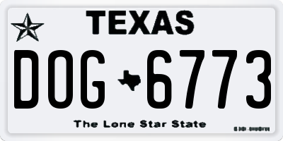 TX license plate DOG6773