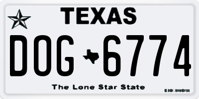 TX license plate DOG6774