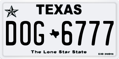 TX license plate DOG6777
