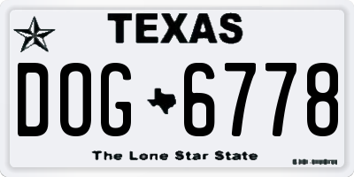 TX license plate DOG6778