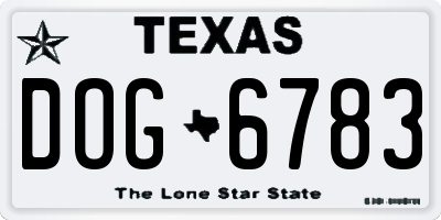 TX license plate DOG6783