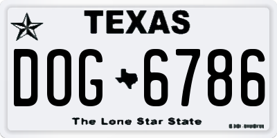 TX license plate DOG6786