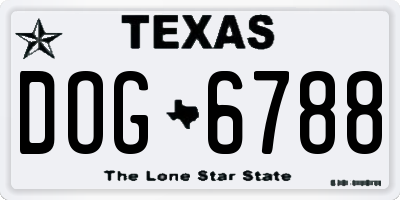 TX license plate DOG6788
