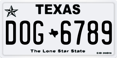 TX license plate DOG6789
