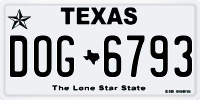 TX license plate DOG6793