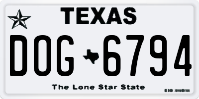 TX license plate DOG6794