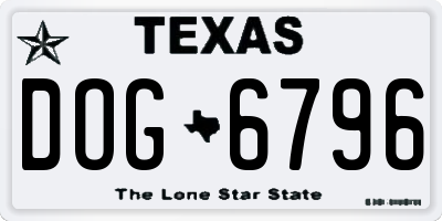 TX license plate DOG6796