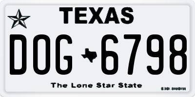 TX license plate DOG6798