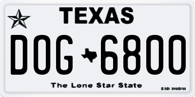 TX license plate DOG6800