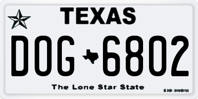 TX license plate DOG6802