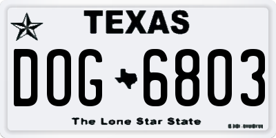 TX license plate DOG6803