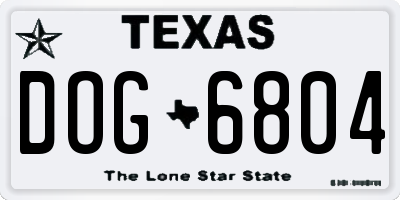 TX license plate DOG6804