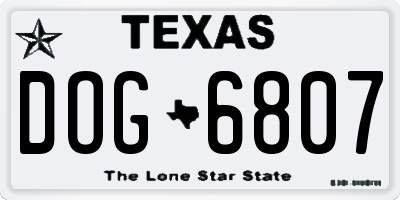 TX license plate DOG6807