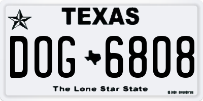 TX license plate DOG6808