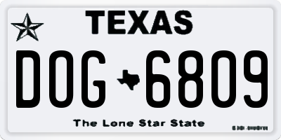 TX license plate DOG6809