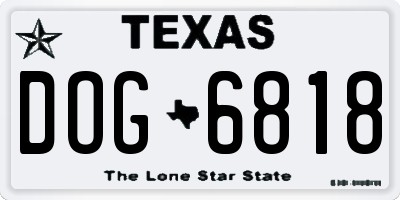 TX license plate DOG6818