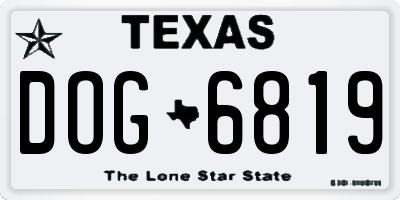 TX license plate DOG6819