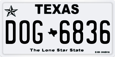 TX license plate DOG6836