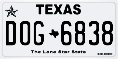 TX license plate DOG6838