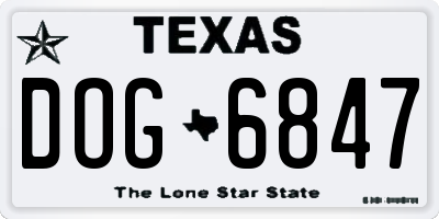 TX license plate DOG6847