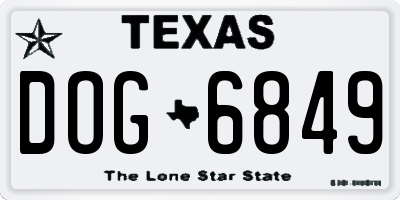 TX license plate DOG6849