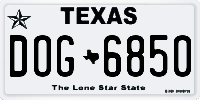 TX license plate DOG6850