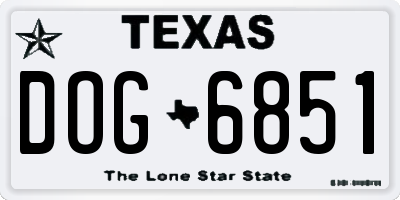TX license plate DOG6851