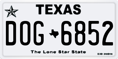 TX license plate DOG6852