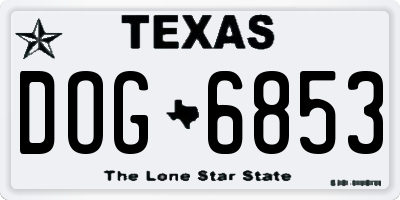 TX license plate DOG6853