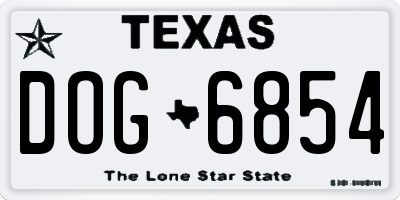 TX license plate DOG6854