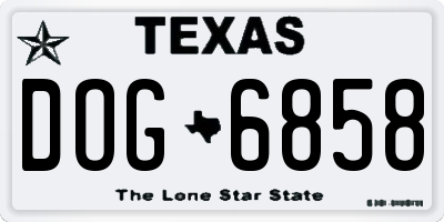 TX license plate DOG6858