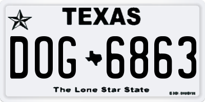 TX license plate DOG6863