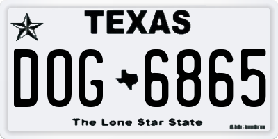 TX license plate DOG6865