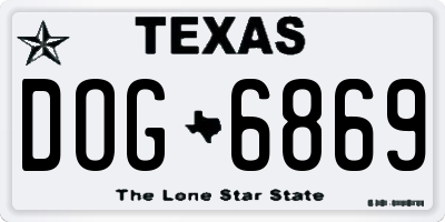 TX license plate DOG6869