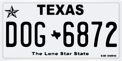 TX license plate DOG6872