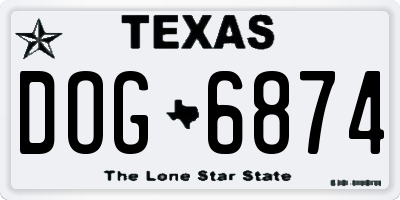 TX license plate DOG6874