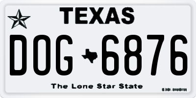 TX license plate DOG6876