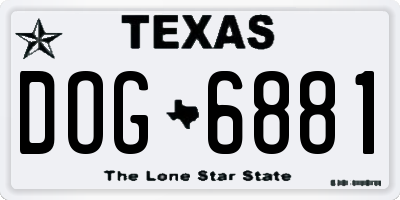 TX license plate DOG6881