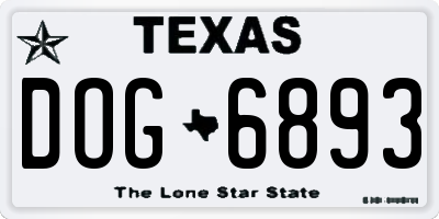 TX license plate DOG6893