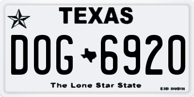 TX license plate DOG6920