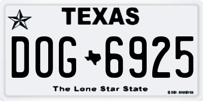 TX license plate DOG6925