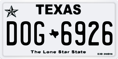 TX license plate DOG6926