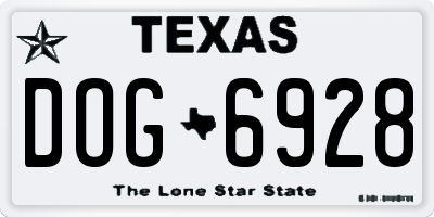 TX license plate DOG6928