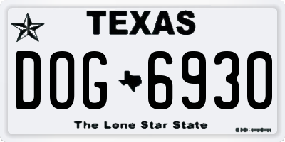 TX license plate DOG6930