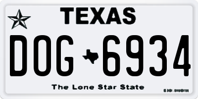 TX license plate DOG6934