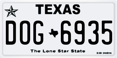 TX license plate DOG6935